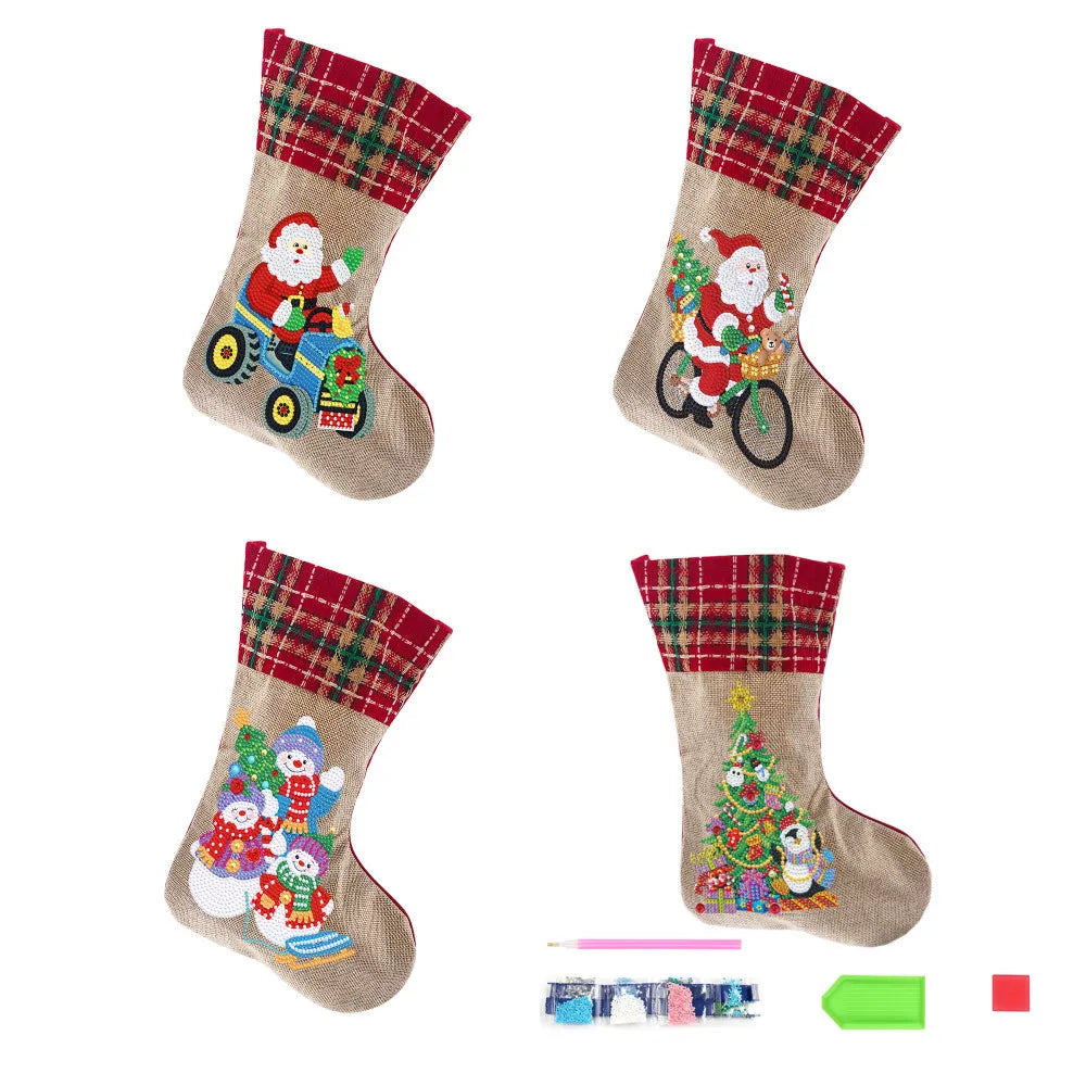 DIY Diamond Painting Christmas Sock Gift Bags