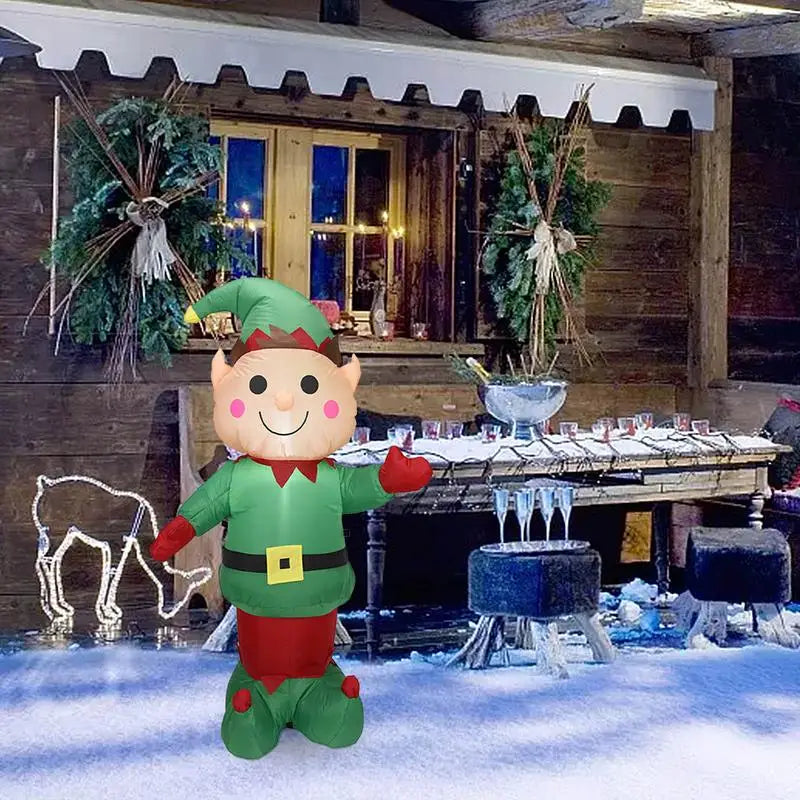 Giant Inflatable Christmas Elf with LED Lights