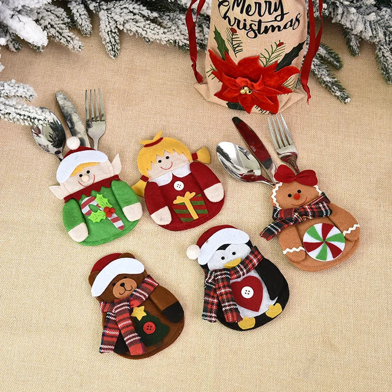 Charming Snowman Elk Cutlery Set for Christmas - Image 10