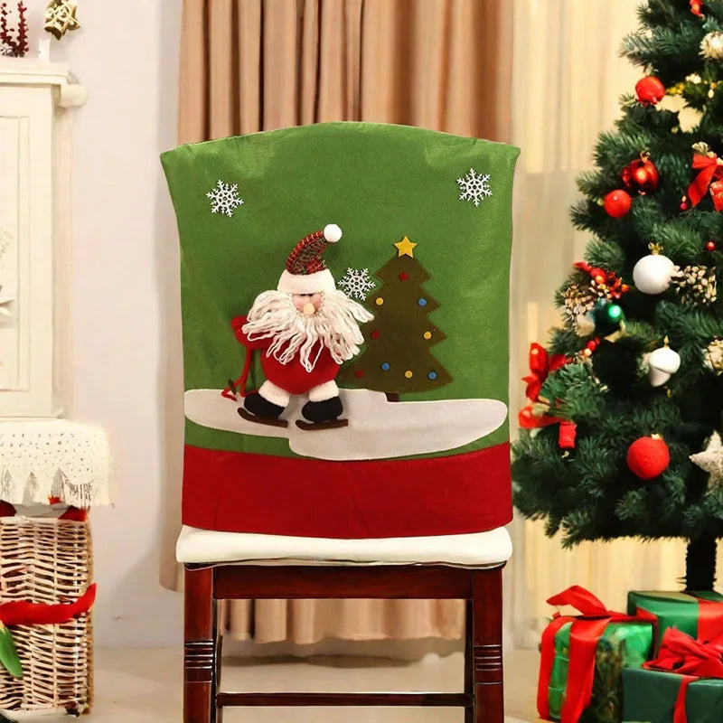 Cozy Christmas Chair Covers: Santa, Snowman & Reindeer - Image 15