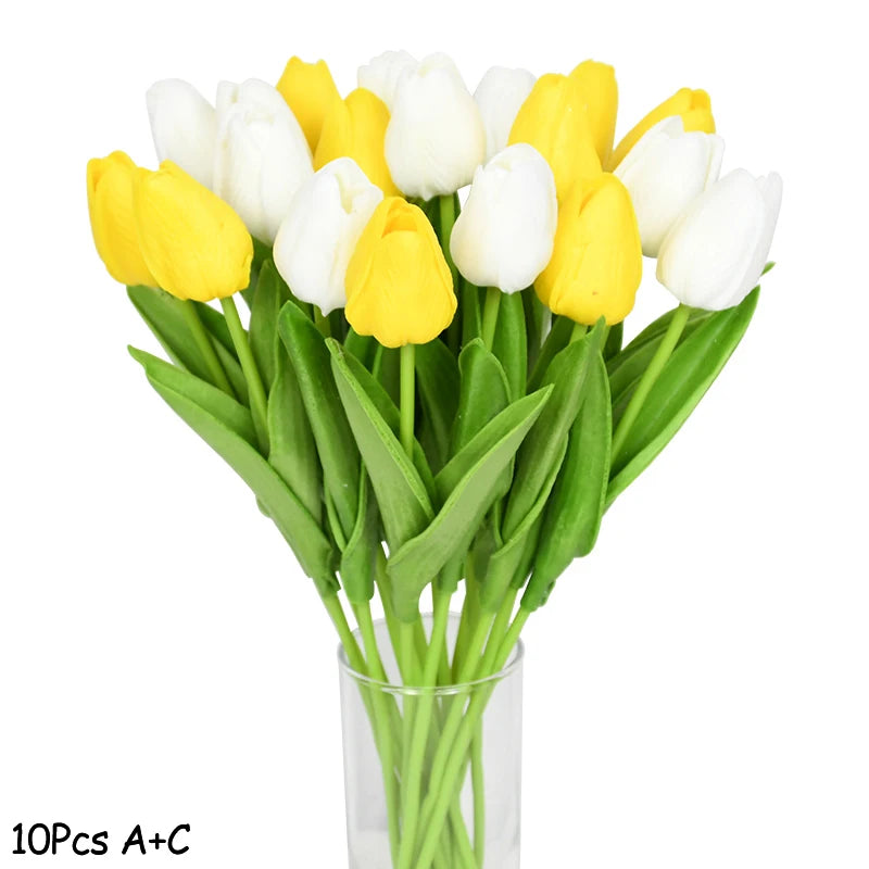 10PCS Real Touch Tulip Bouquet for Holiday Decor - Image 24