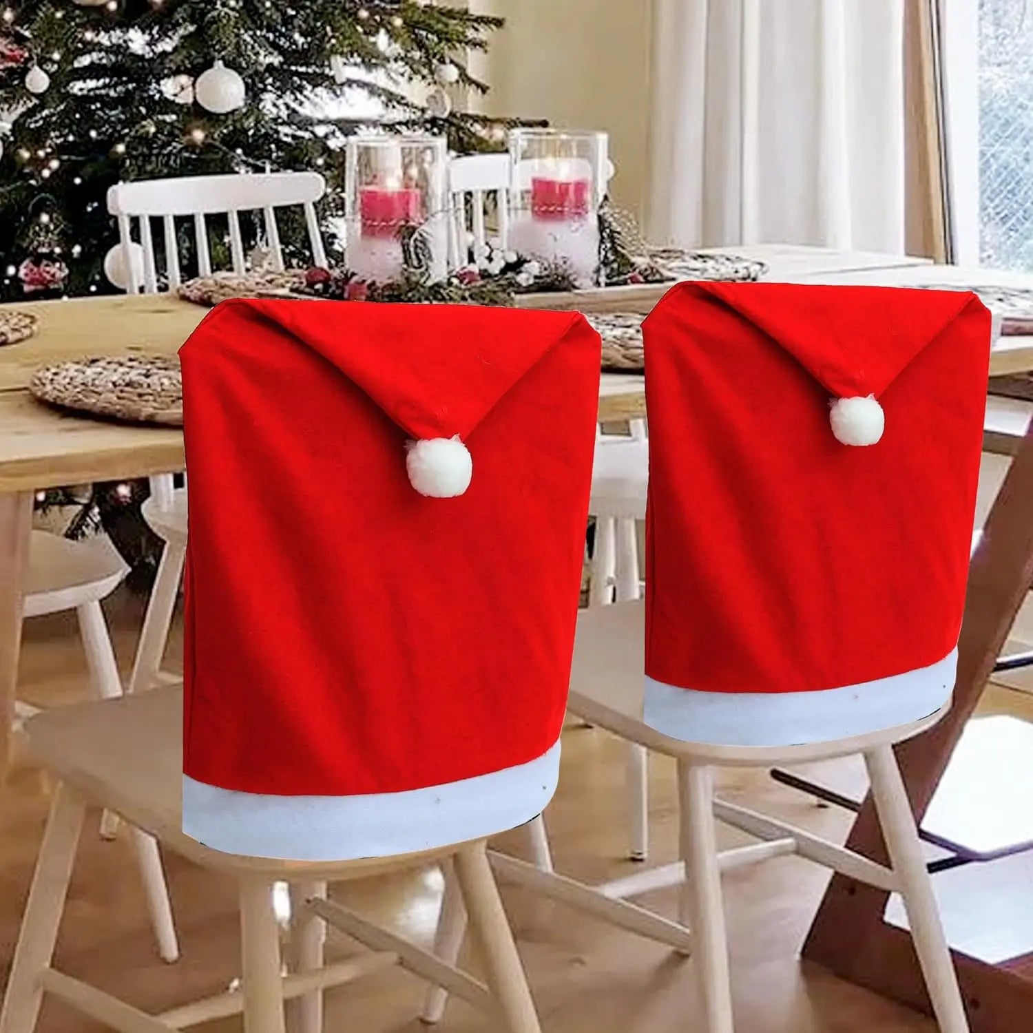 Festive Santa Hat Chair Covers for Christmas Décor - Image 17