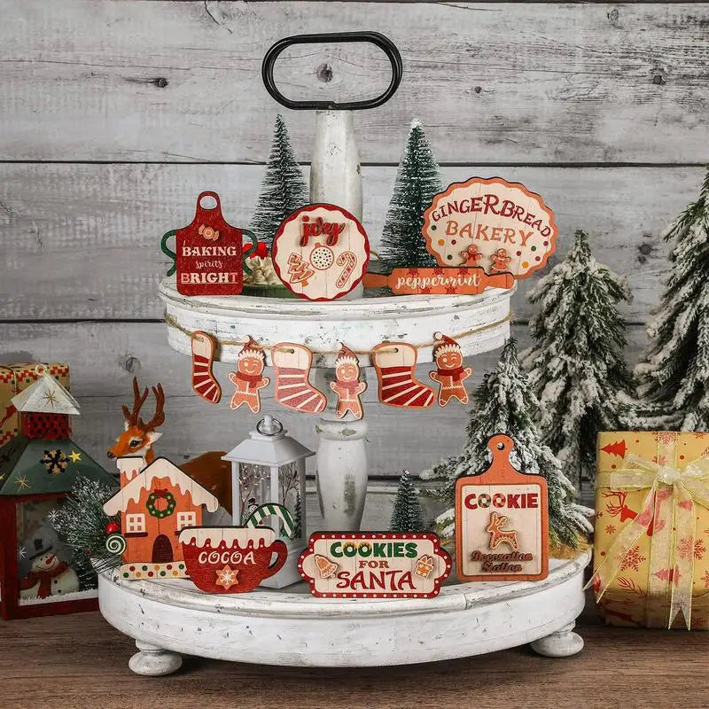 Rustic Wooden Merry Christmas Gingerbread Tray Decor - Image 5
