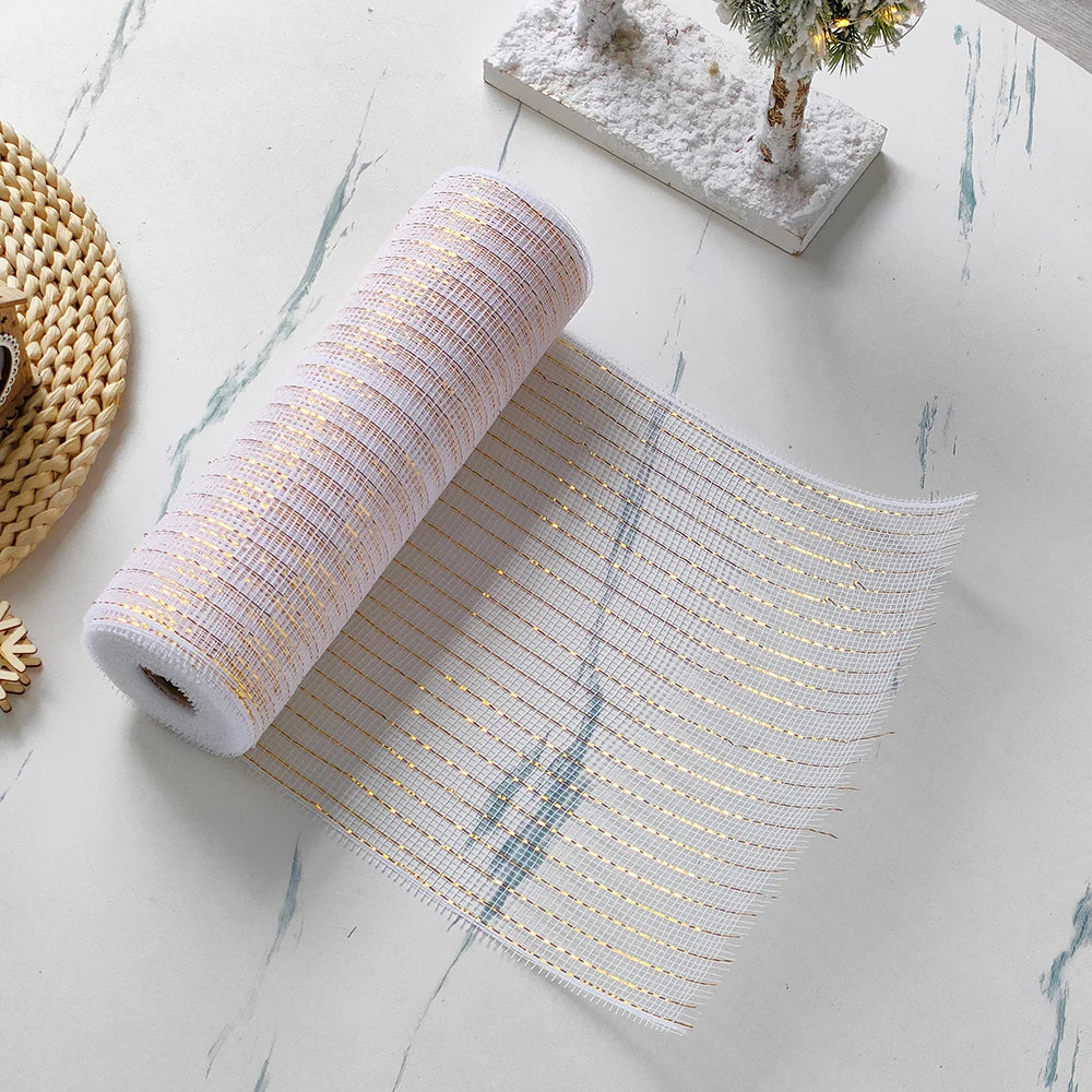 Festive Gold & Silver Tulle Ribbon Roll - Image 23