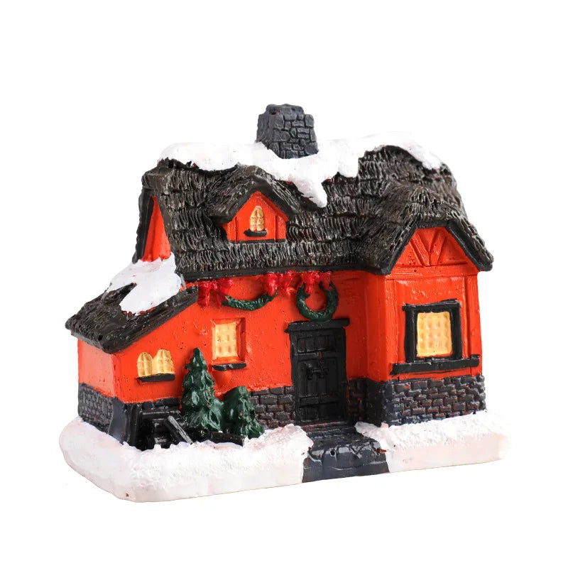 8 Styles LED Resin Christmas House Ornaments - Image 4