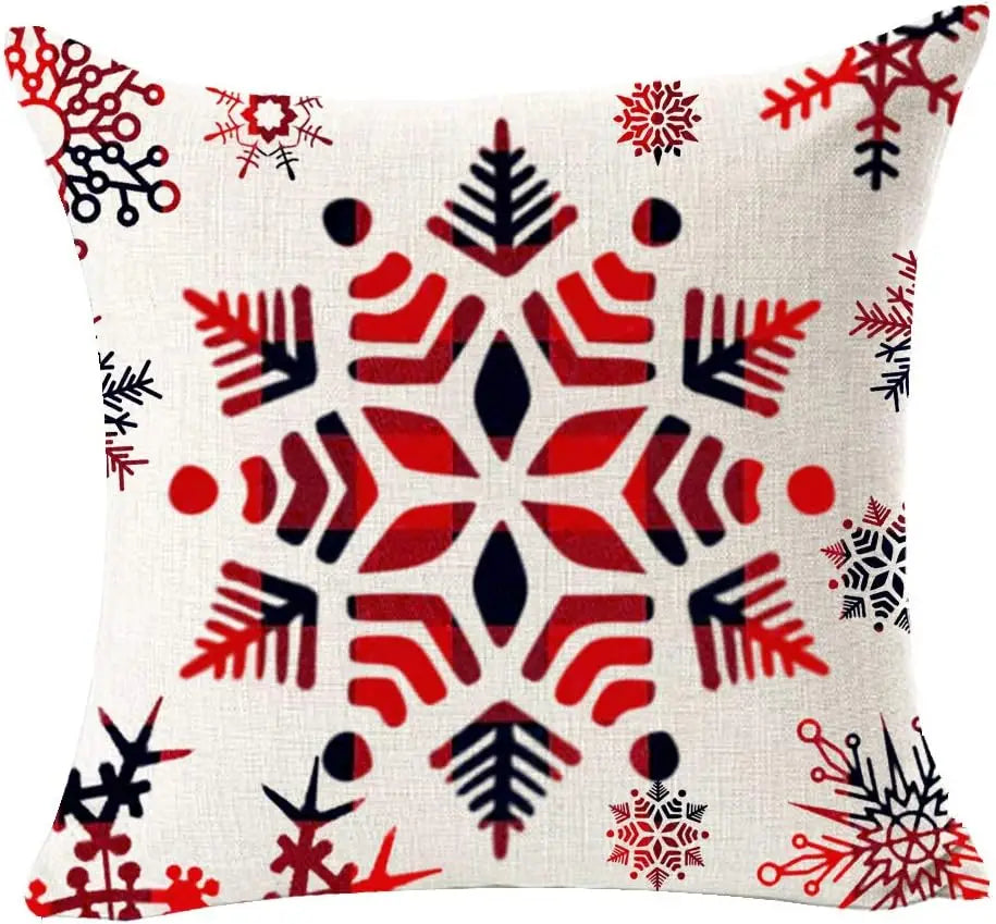 Cozy Christmas Red Bear Snowflake Pillow Cover - Image 8