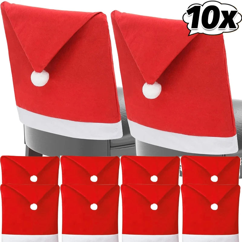 Festive Red Non-Woven Chair Covers for Christmas