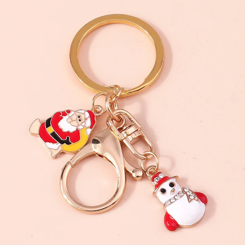 Charming Christmas Keychain: Santa & Snowman Duo - Image 55