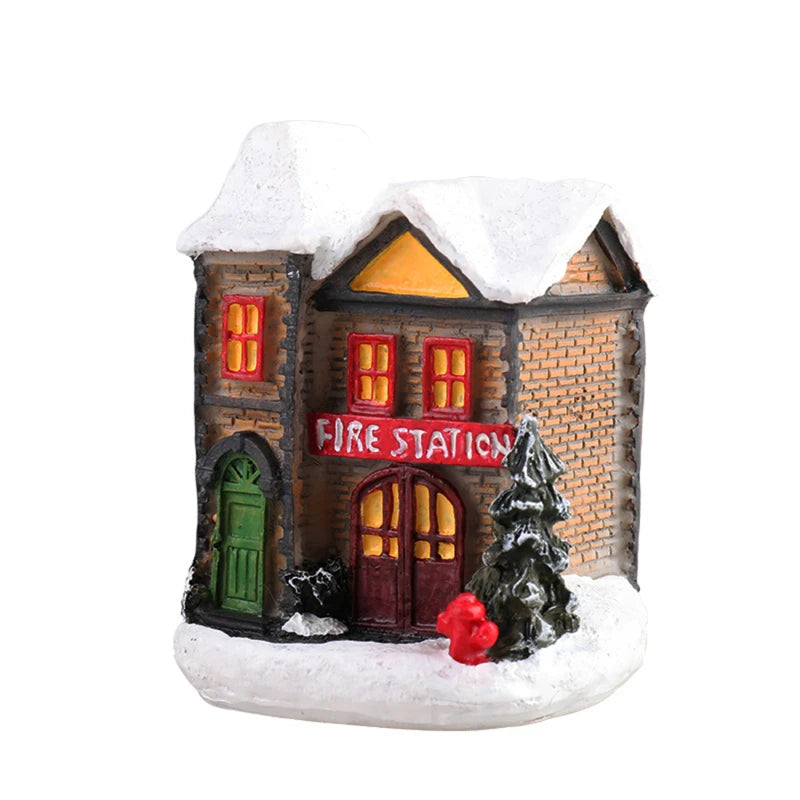 8 Styles LED Resin Christmas House Ornaments - Image 18