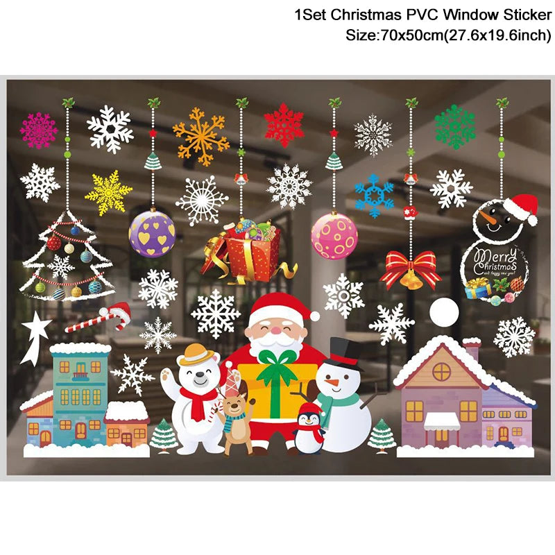 Festive Santa Snowman Elk Window Stickers - Image 31