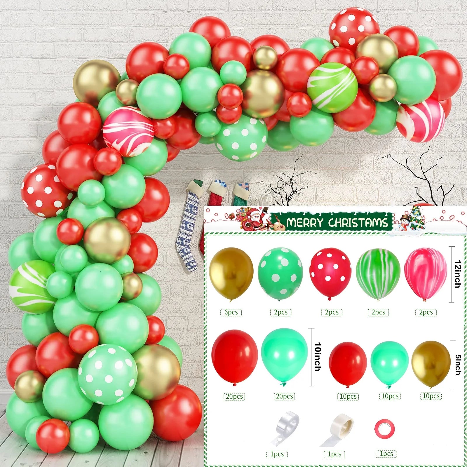 Festive Christmas Balloon Arch Kit - Santa & Gifts - Image 6