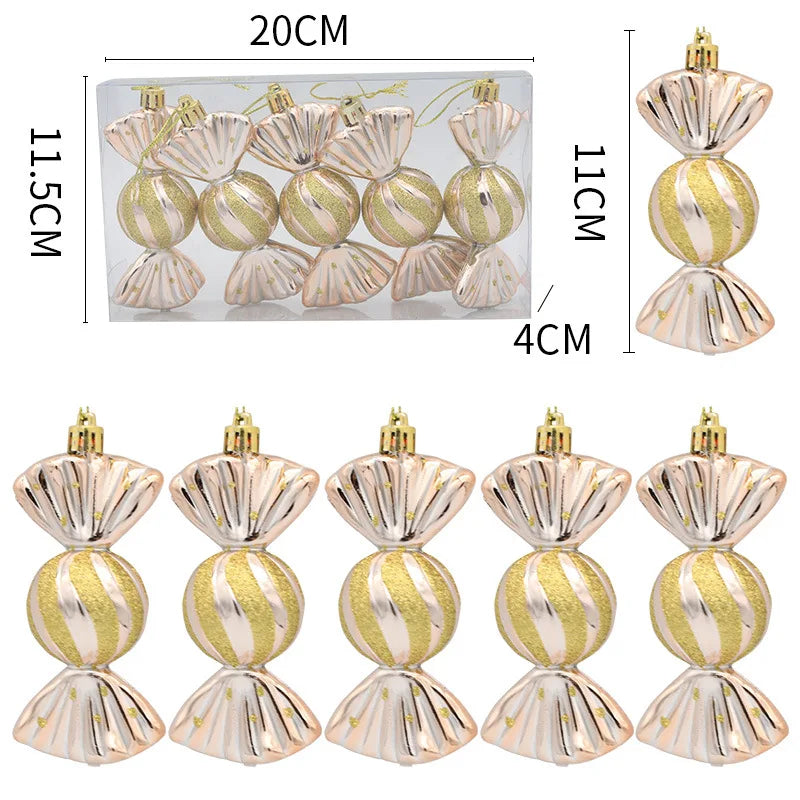 5pcs Colorful Christmas Candy Ornaments - Festive Tree Decor - Image 4