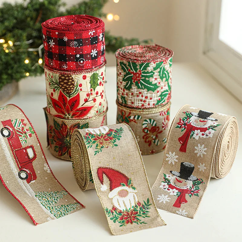Snowflake Christmas Linen Ribbons for Gift Wrapping - Image 3