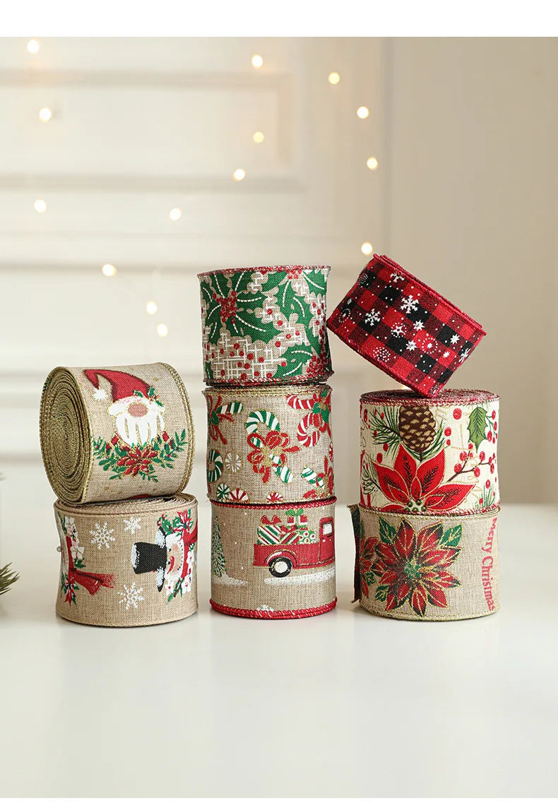 Snowflake Christmas Linen Ribbons for Gift Wrapping - Image 15