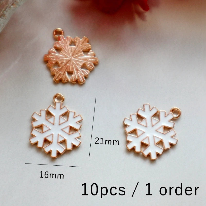 10PCS Festive Christmas Snowflake & Santa Charms - Image 11