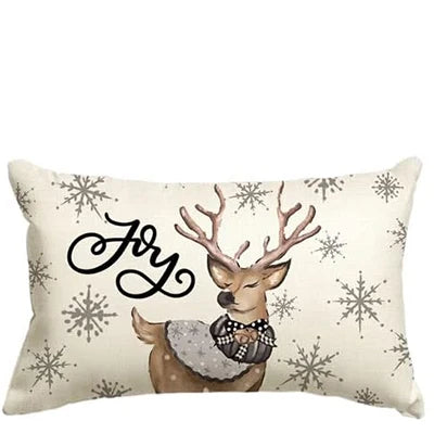 Festive Snowman & Reindeer Pillow Case - 30x50cm - Image 2
