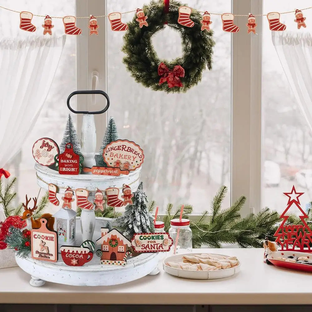 Rustic Wooden Merry Christmas Gingerbread Tray Decor - Image 10