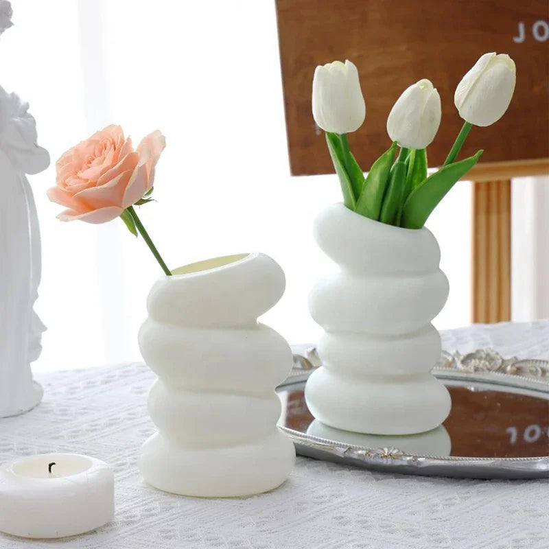 Nordic White Spiral Vase for Christmas Decor - Image 5