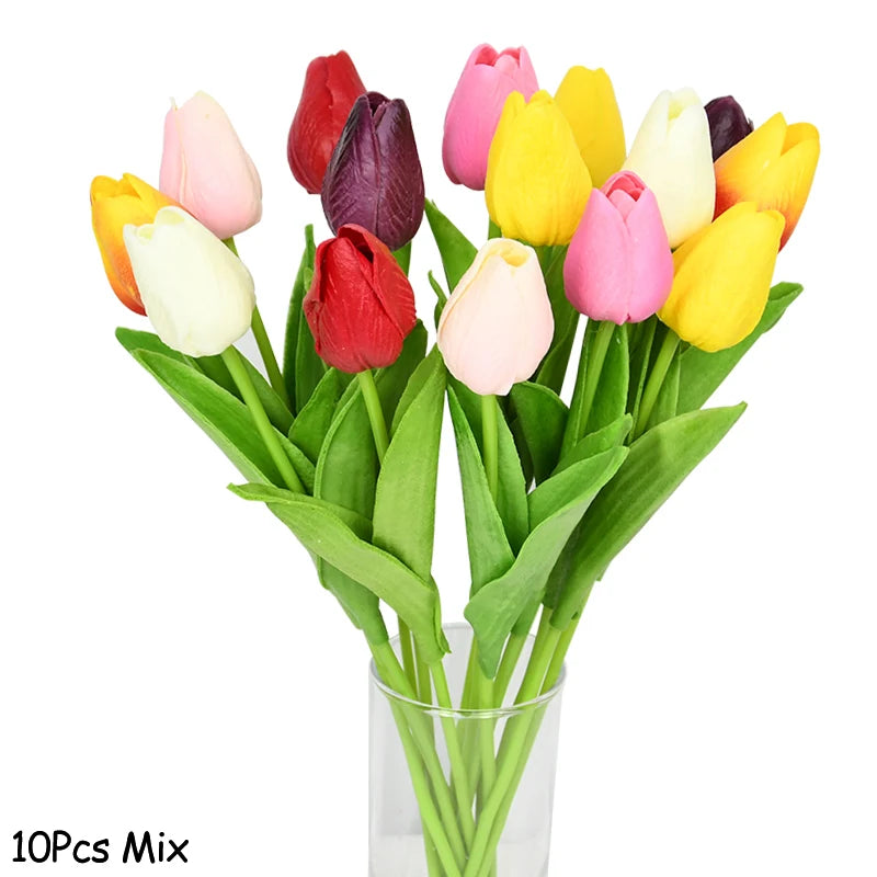10PCS Real Touch Tulip Bouquet for Holiday Decor - Image 20