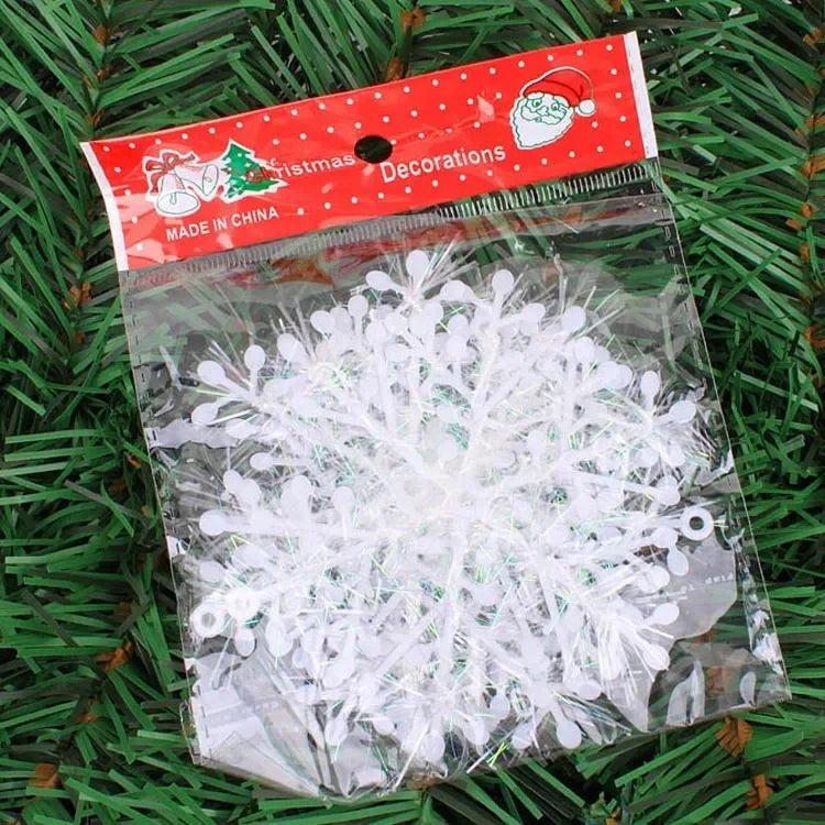 30Pcs White Glitter Snowflake Ornaments for Christmas - Image 2