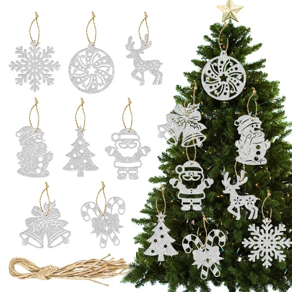 8pcs Christmas Glitter Snowflake Hangings for Tree Decor - Image 3