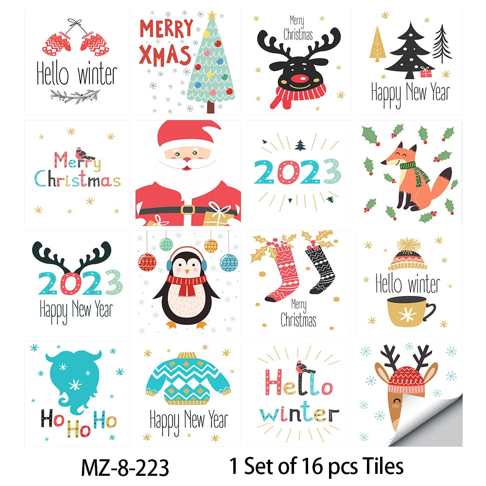 16-Piece Matte Waterproof Christmas Wall Stickers - Image 9