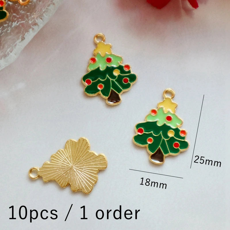 10PCS Festive Christmas Snowflake & Santa Charms - Image 3