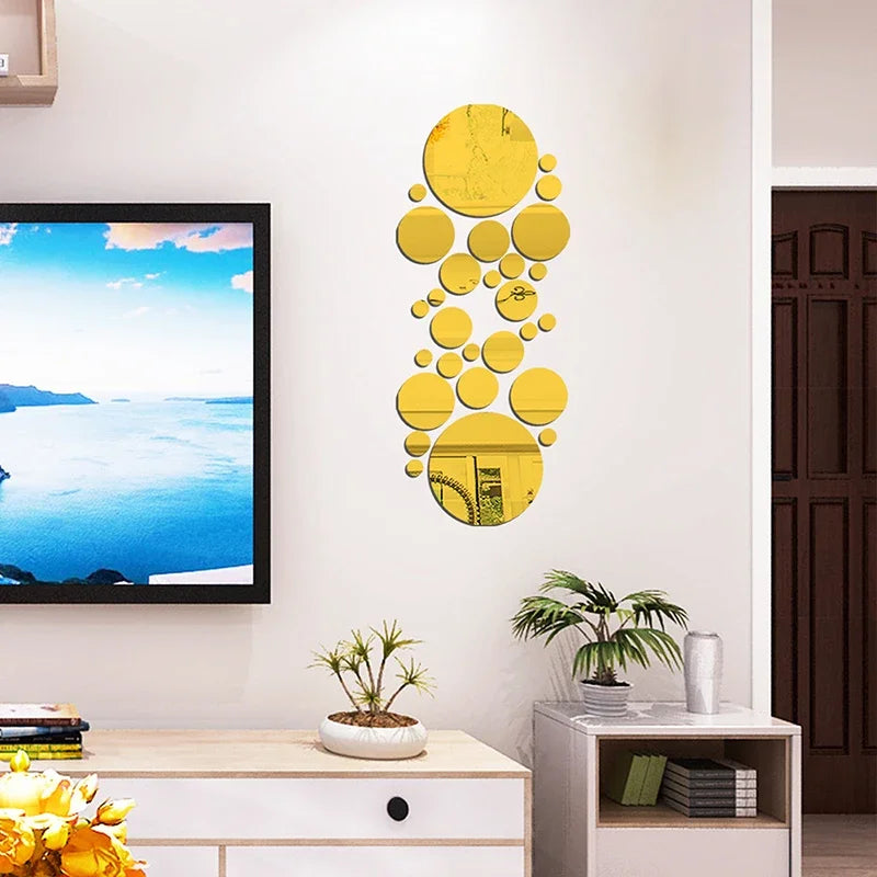 Festive Circular 3D Mirror Wall Decals for Christmas - Image 7
