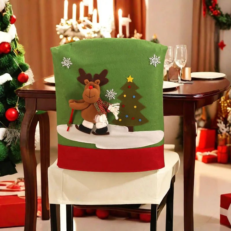 Cozy Christmas Chair Covers: Santa, Snowman & Reindeer - Image 19