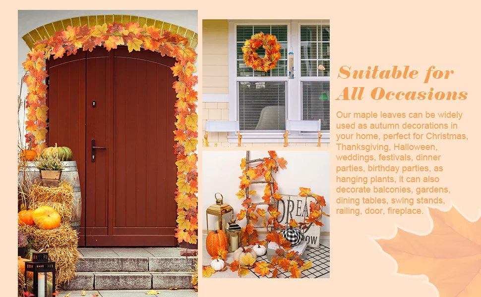 200cm Autumn Maple Leaf Garland for Festive Celebrations - Image 14