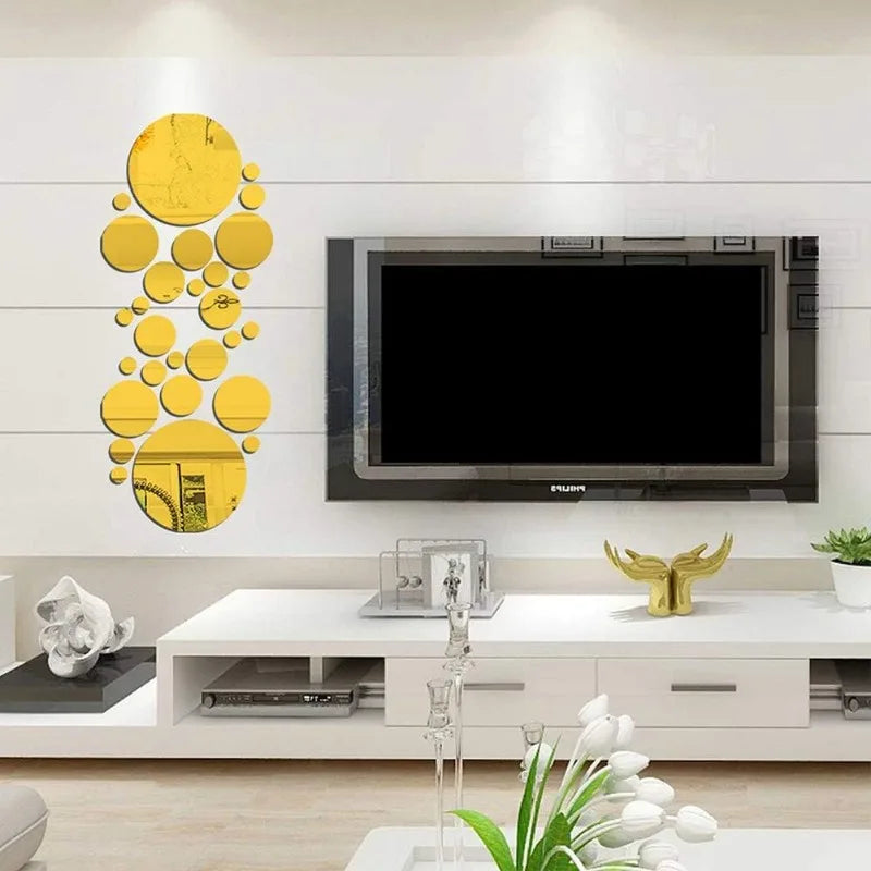 Festive Circular 3D Mirror Wall Decals for Christmas - Image 31