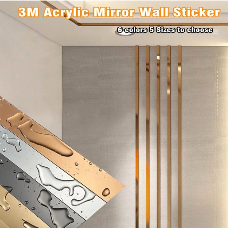 3 Meter Self-Adhesive 3D Mirror Decorative Strips