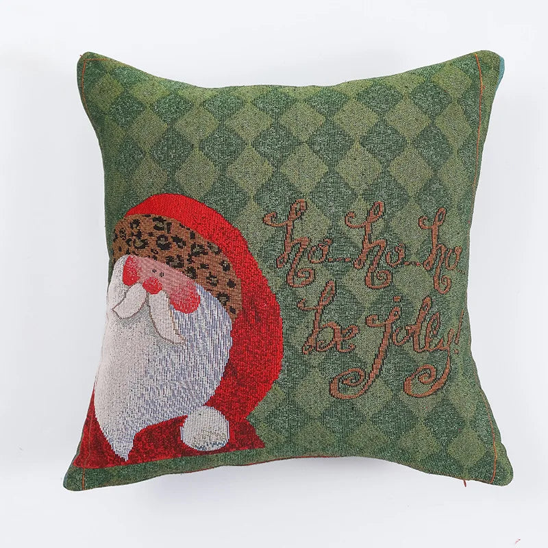 Festive Cartoon Elk Snowman Christmas Pillow Cover - Image 2