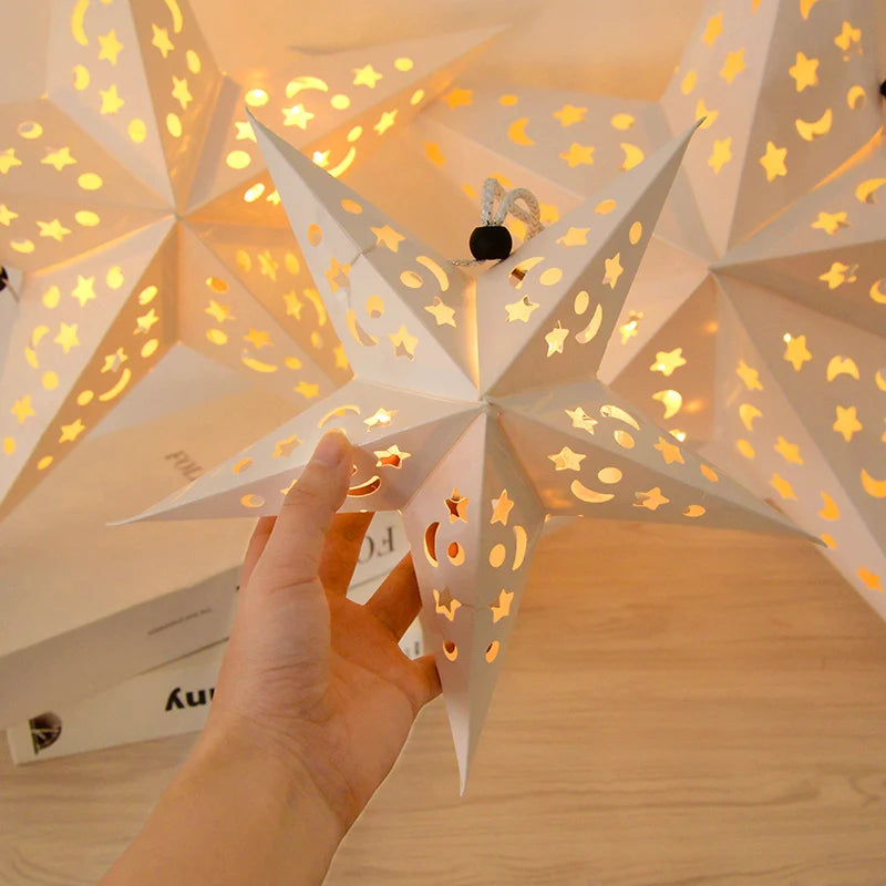 Gold & White Star Lanterns: Perfect for Christmas Décor - Image 5