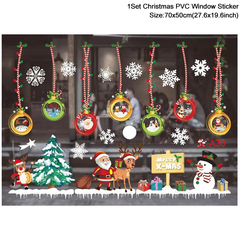 Festive Santa Snowman Elk Window Stickers - Image 35
