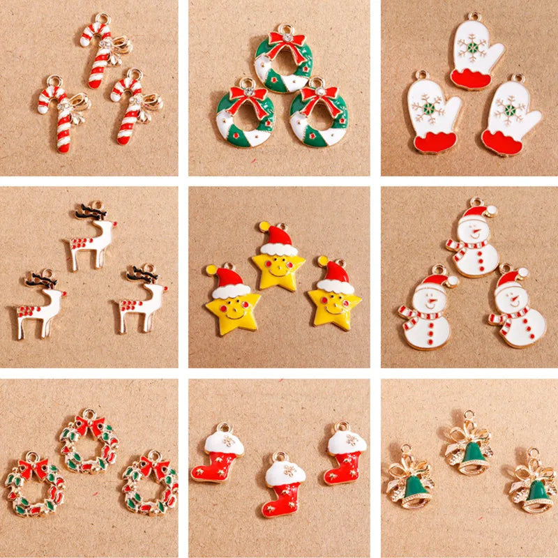 Adorable Christmas Elk and Snowman Charms Set