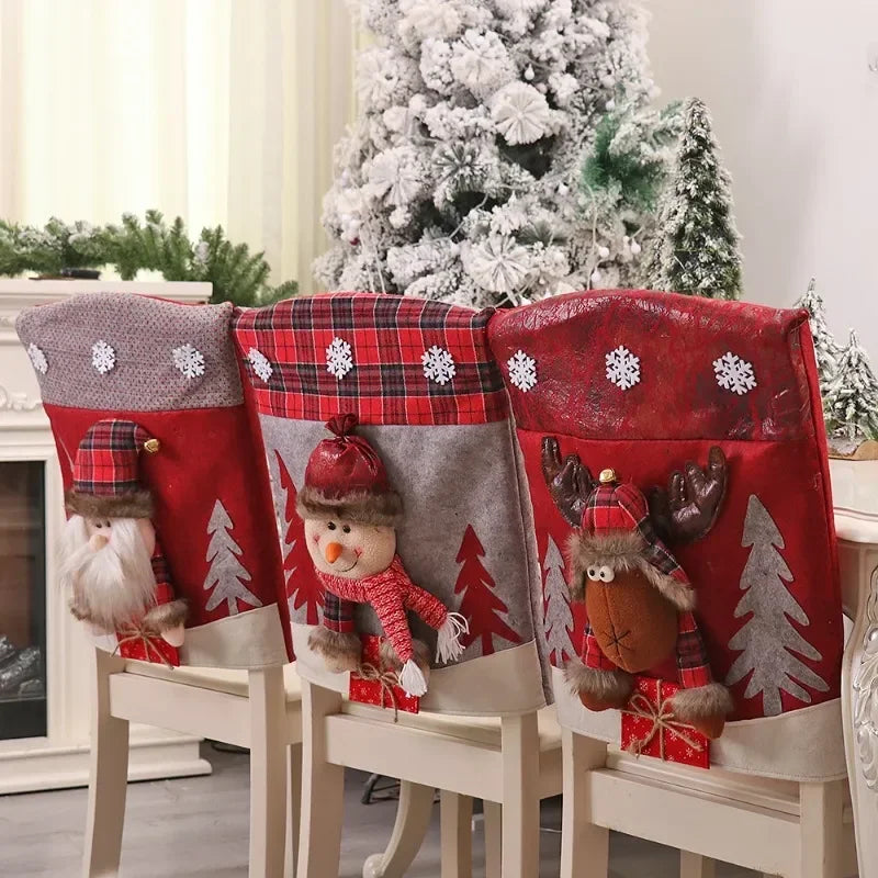 Festive 3D Cartoon Christmas Chair Covers