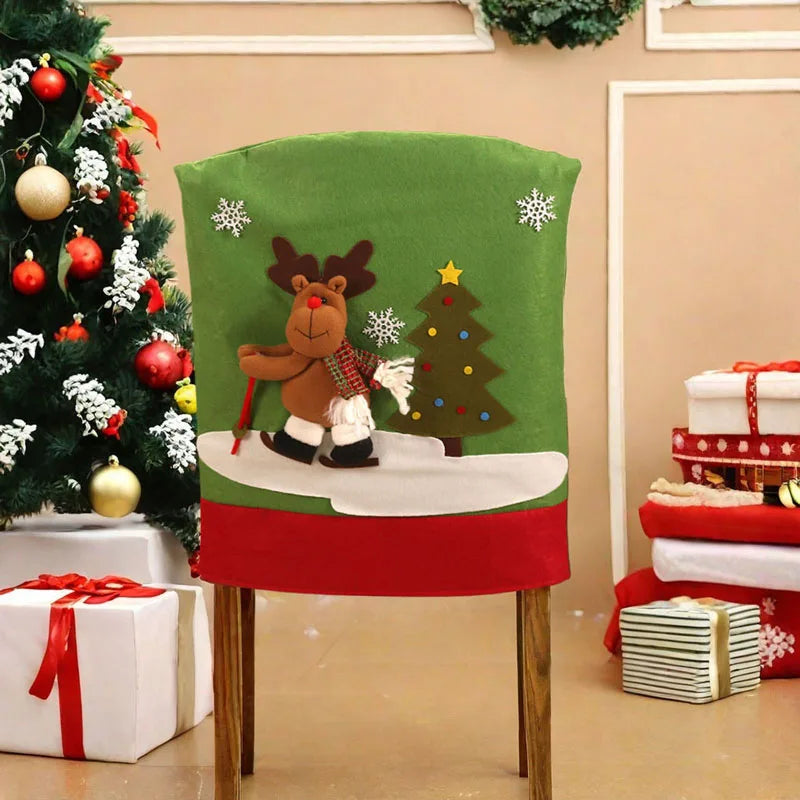 Cozy Christmas Chair Covers: Santa, Snowman & Reindeer - Image 22