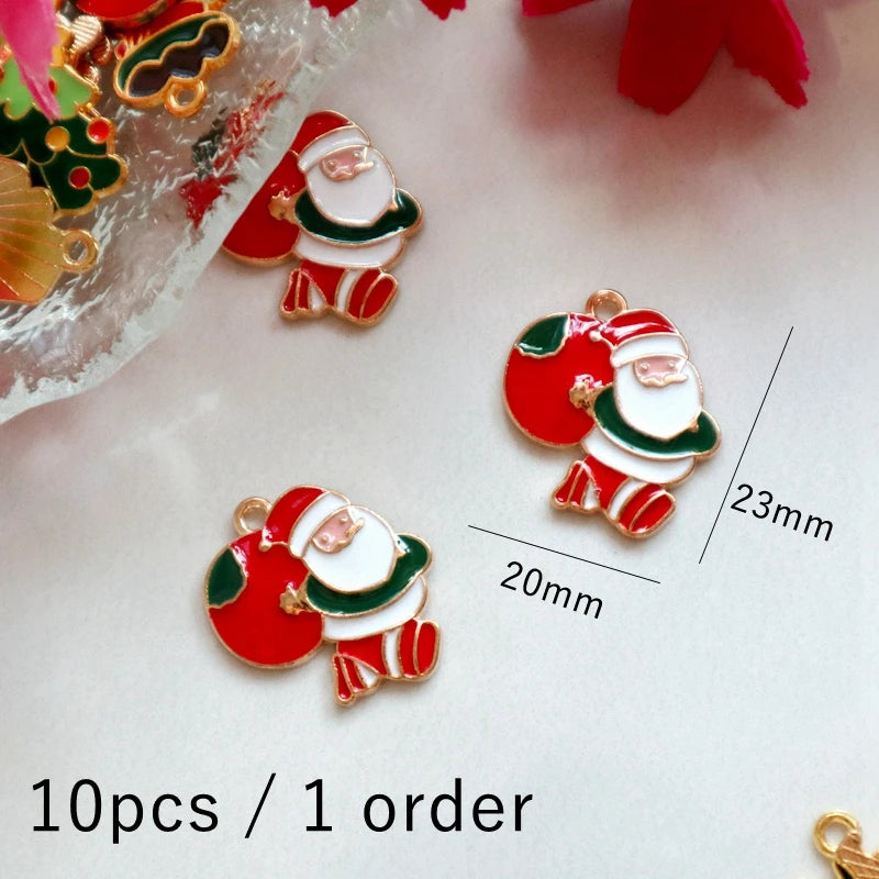 10PCS Festive Christmas Snowflake & Santa Charms - Image 6