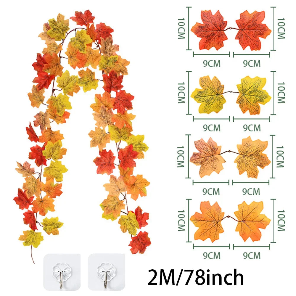 200cm Autumn Maple Leaf Garland for Festive Celebrations - Image 6
