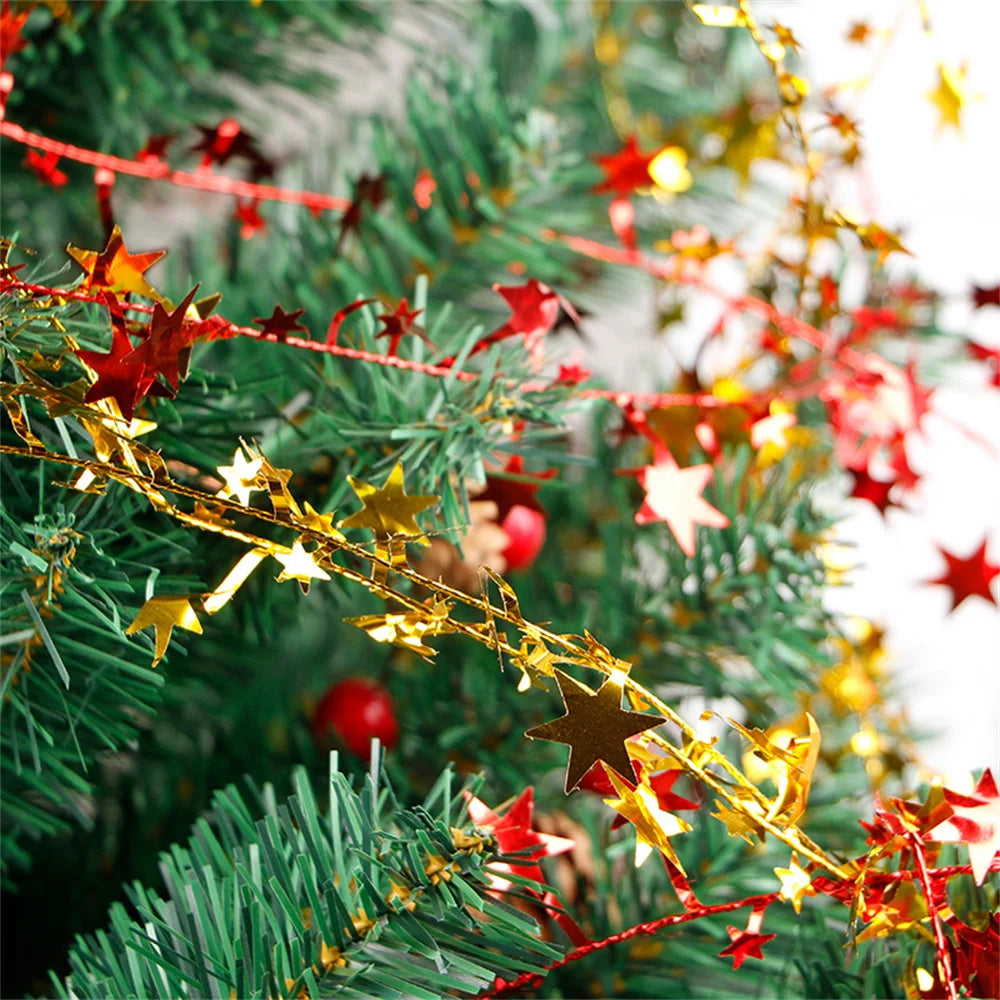 Stunning Gold & Silver Star Wire Garland for Christmas - Image 3