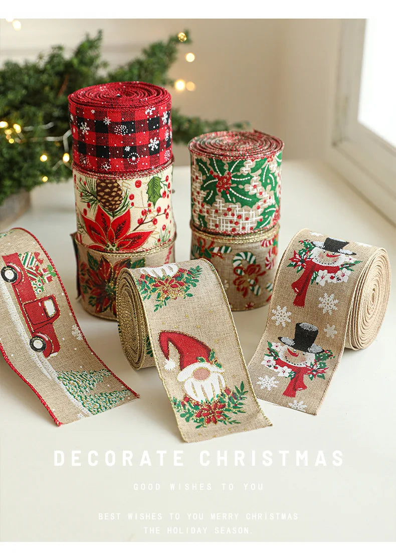 Snowflake Christmas Linen Ribbons for Gift Wrapping - Image 14