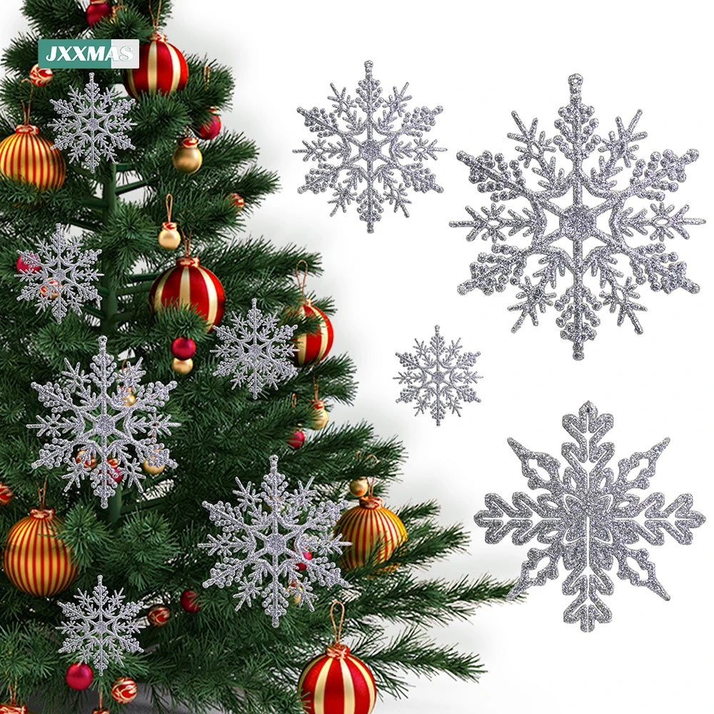 40Pcs Silver Glitter Christmas Snowflake Ornaments - Image 10