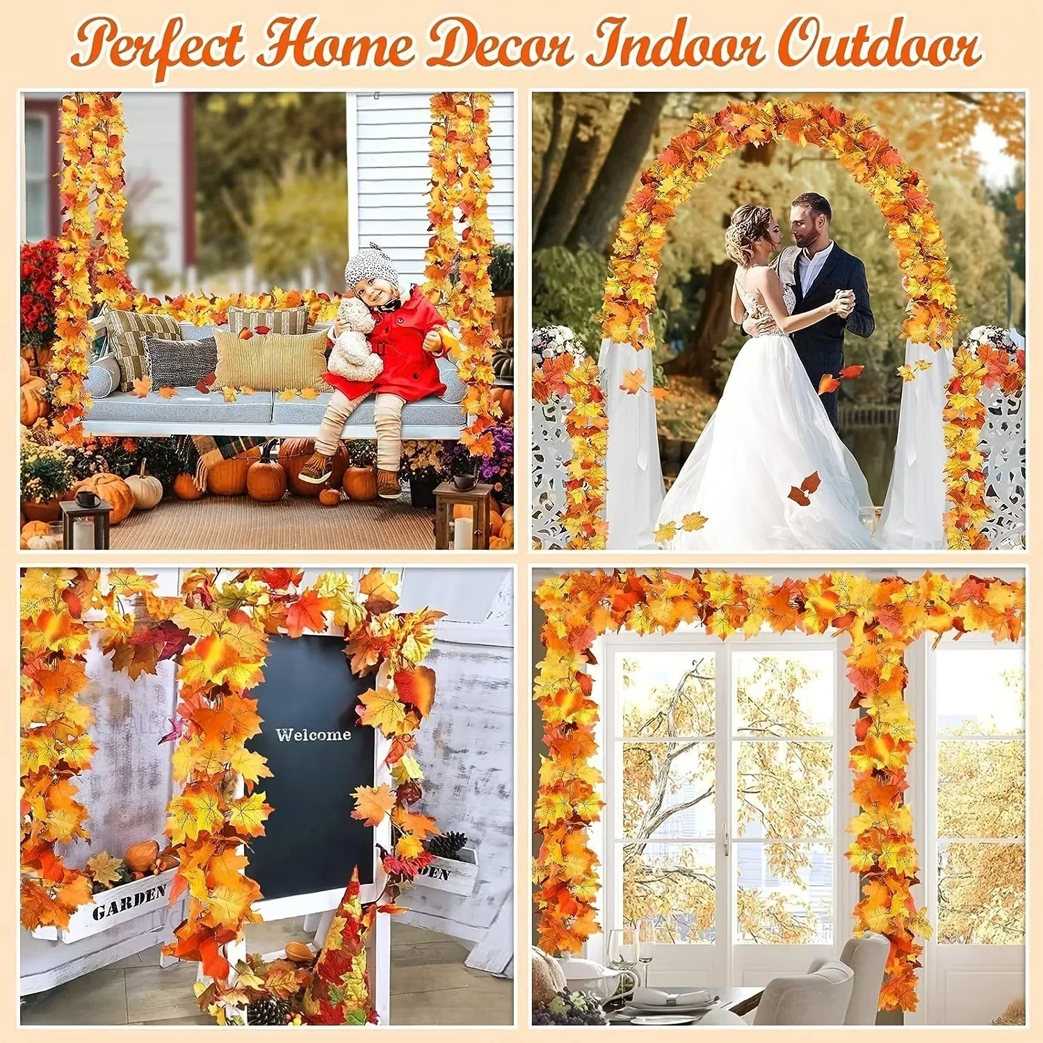 200cm Autumn Maple Leaf Garland for Festive Celebrations - Image 8