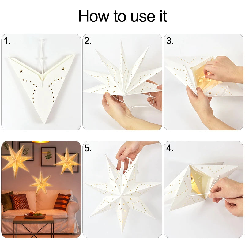 Festive Hollow Star Hanging Pendant Light - Image 10