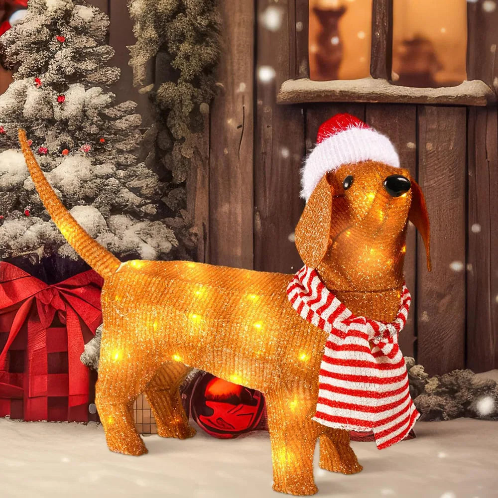 Festive Lighted Dachshund Christmas Decoration - 2.3ft - Image 2