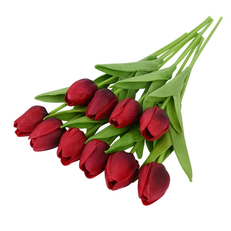 10PCS Real Touch Tulip Bouquet for Holiday Decor - Image 29