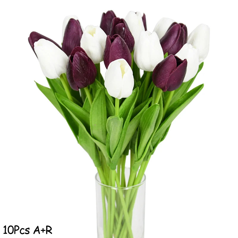 10PCS Real Touch Tulip Bouquet for Holiday Decor - Image 26