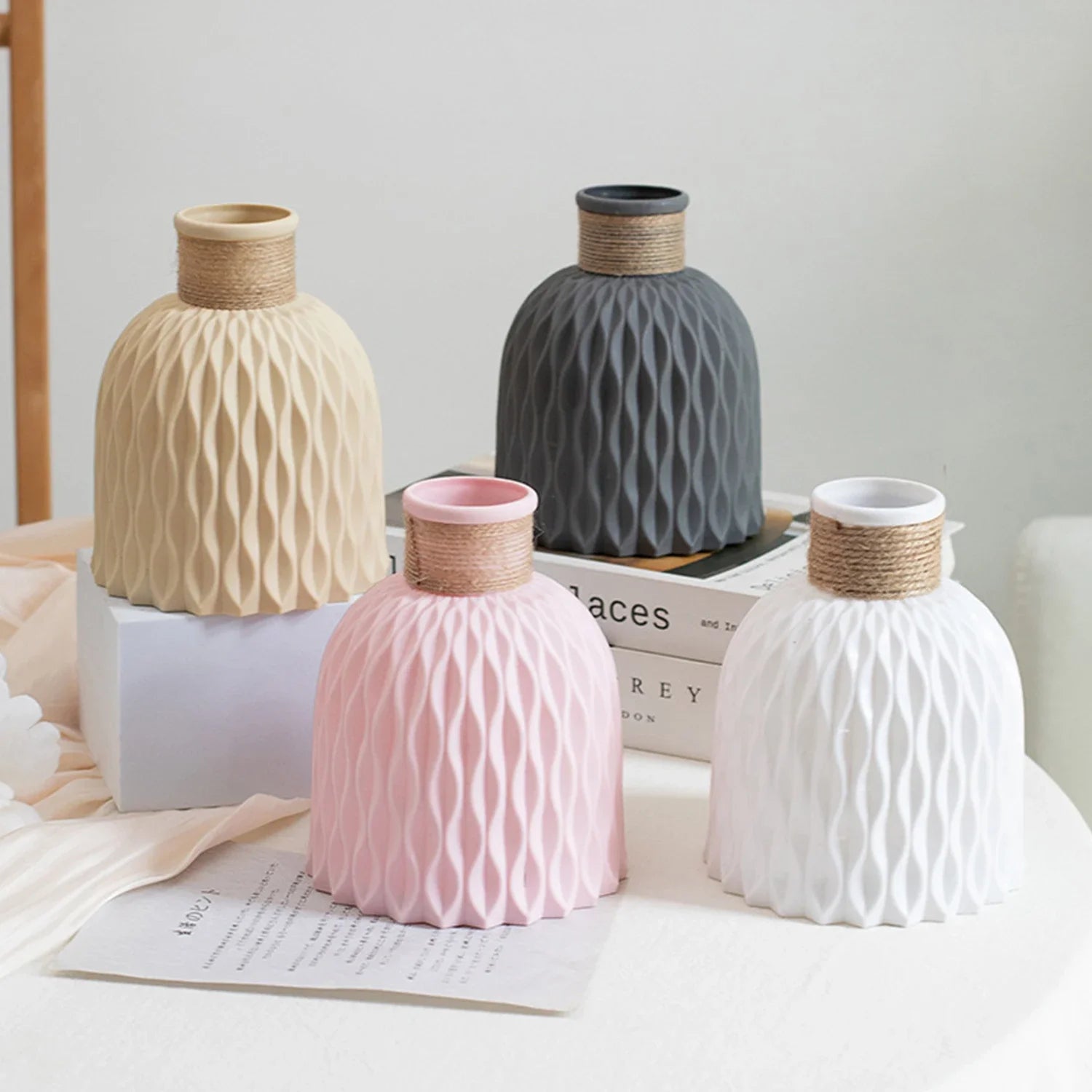 Nordic Style Ceramic-Look Plastic Flower Vase - Image 5