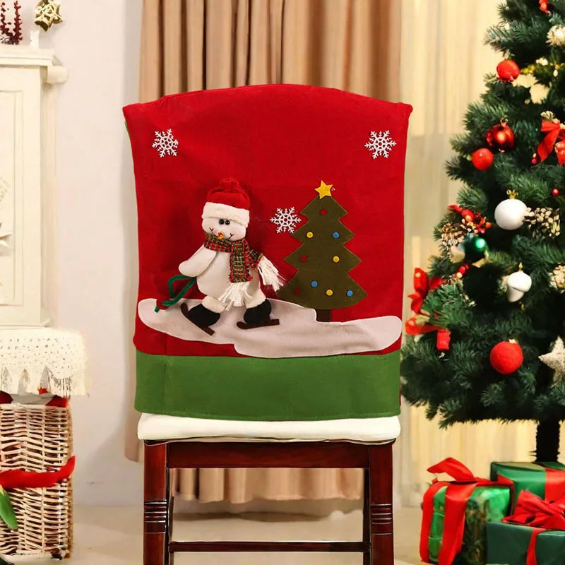 Cozy Christmas Chair Covers: Santa, Snowman & Reindeer - Image 5